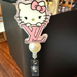 Hello Kitty Badge Reel with Pink Bow